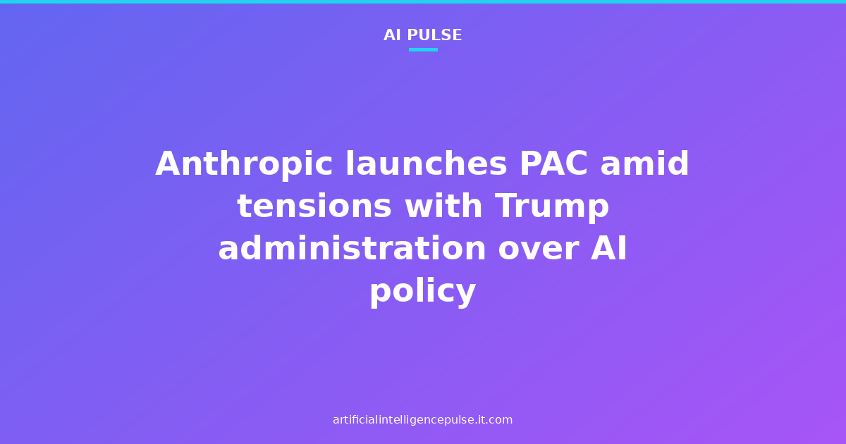 Anthropic launches PAC amid tensions with Trump administration over AI policy